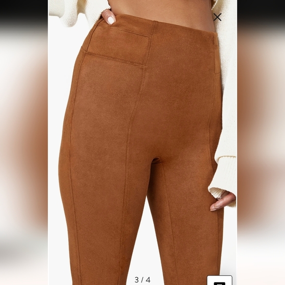 Spanx Faux Suede Leggings – Size Large | Rich Caramel Brown - Picture 7 of 9